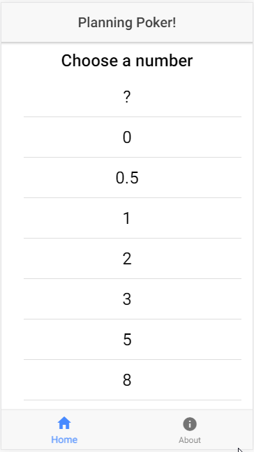 Planning Poker App showing Fibonacci card deck for agile estimation